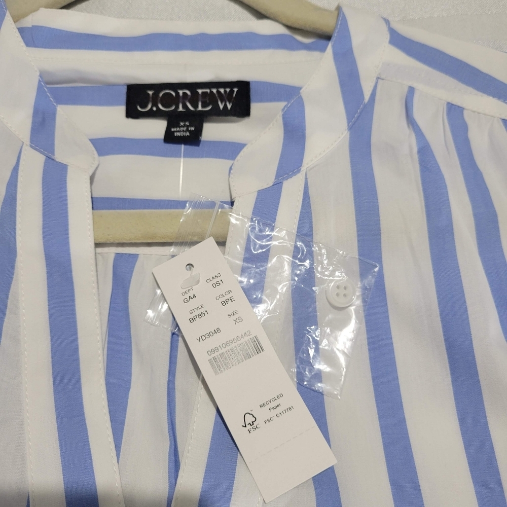 J.Crew Tiered Cotton Poplin Mini Dress in Barrie Stripe, Size XS, BP851 - Picture 7 of 7
